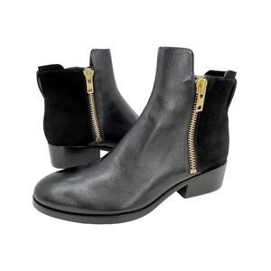 3.1 Phillip Lim Alexa Boots Black Leather & Suede Moto Ankle Size 39 = 8.5 EUC